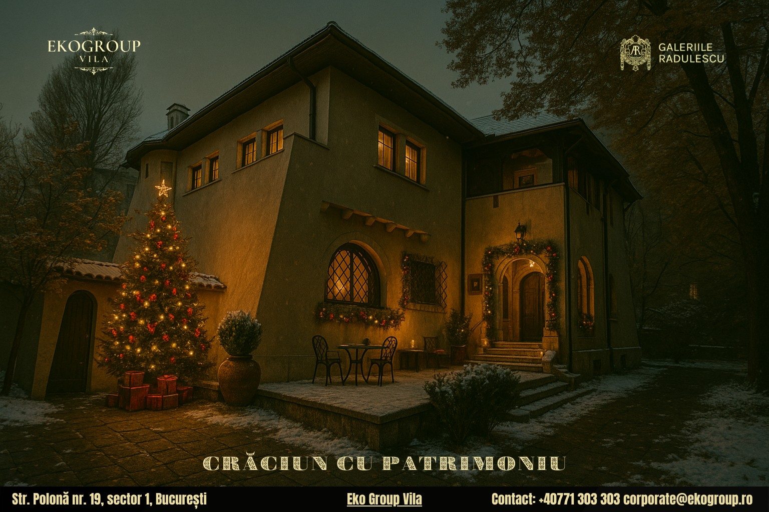 Poveste de Crăciun în lumina anilor ’30: Eleganța interbelică a Casei Tătărăscu, astăzi Eko Group Vila